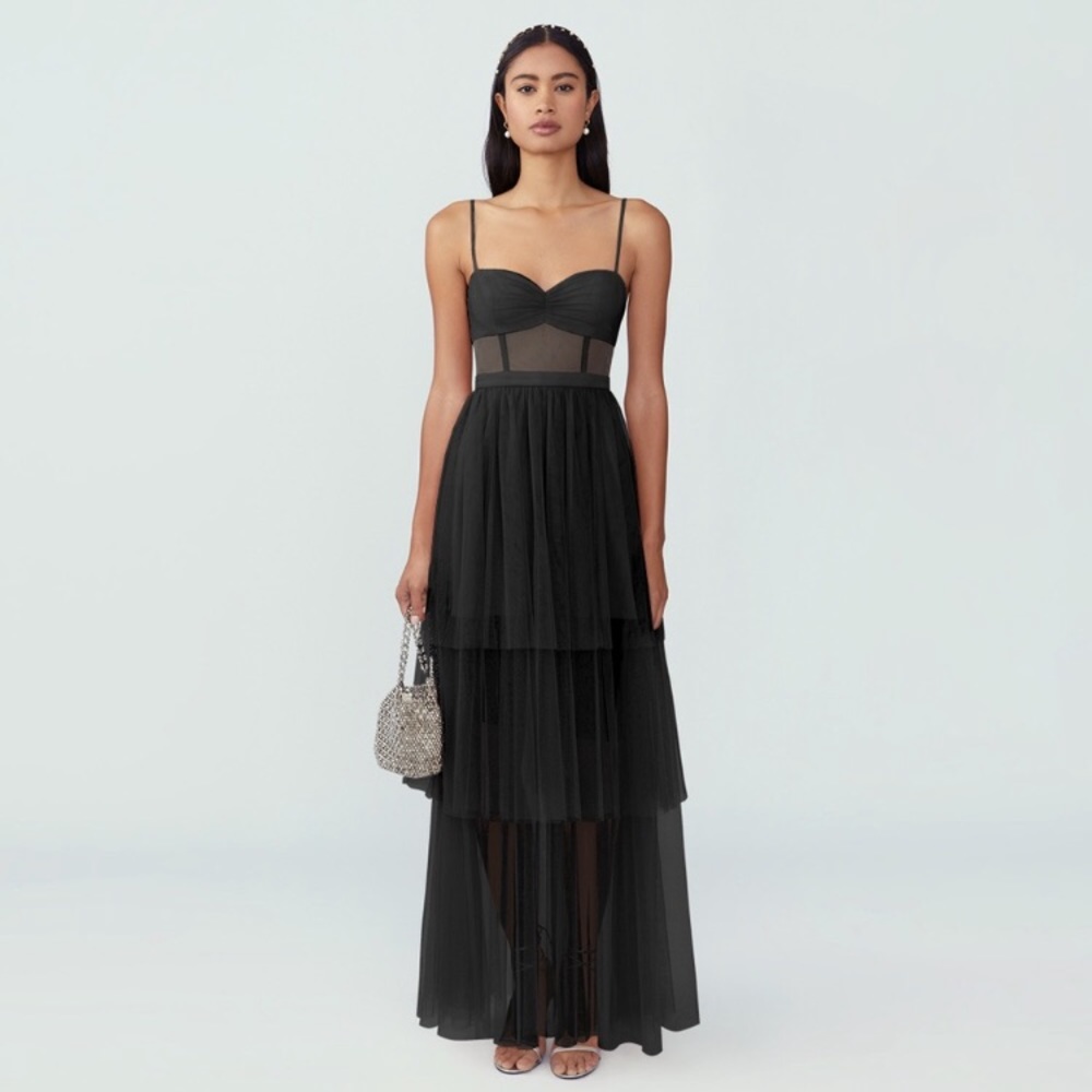 FREE PEOPLE Fame and Partners Francise Corset Tiered Gown